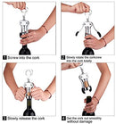 FOHO Wine Opener, Multifunctional Wing Corkscrew Wine Bottle Opener for all Cork Stoppered and Beer Cap Bottles, Luxury Waiter Corkscrew with Stopper Set for Wine Enthusiast, Waiters - Black