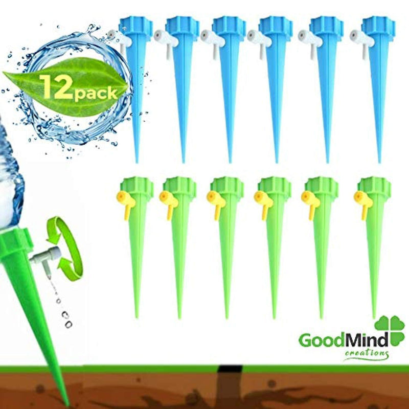 Adjustable Self Watering Spikes.Indoor Outdoor Plastic Bottle Garden Plants Drip Irrigation Spike System. Works as Watering Bulbs or Globes Stakes with Screw Valve