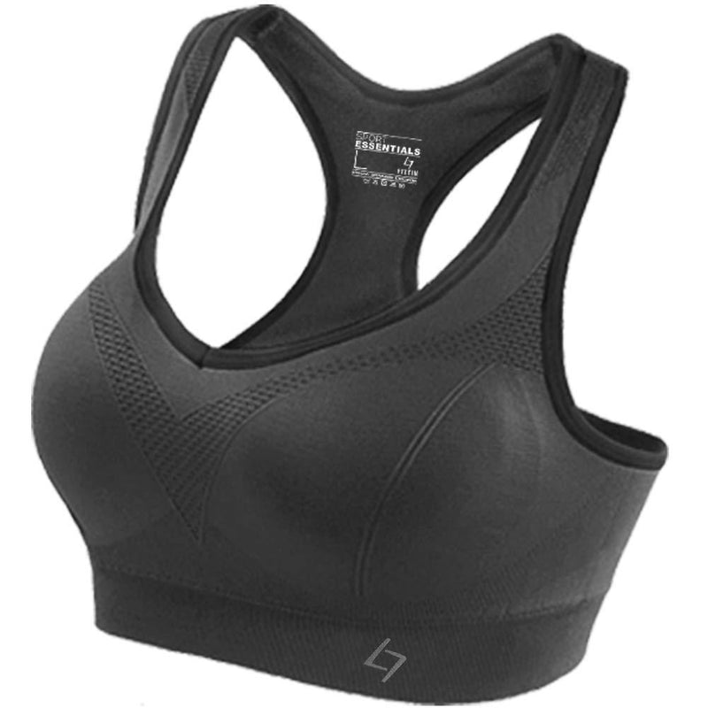 FITTIN Racerback Sports Bras - Padded Seamless Med Impact Support for Yoga Gym Workout Fitness