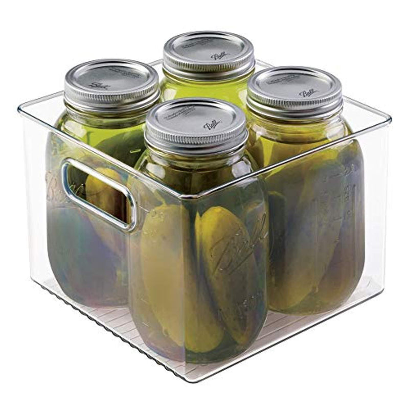 mDesign Kitchen Pantry and Cabinet Storage and Organization Bin - Pack of 4, 8" x 8" x 6", Clear