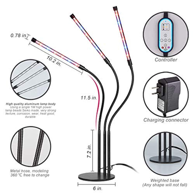 High Brightness 36w Grow Light,Auto ON & Off Every Day with Cycle Timer Desktop Plant Light,8 Dimmable Levels,4/8/12H Cycle Timing for Indoor Greenhouse Growing Lamps