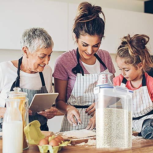 Mini Dry Food Storage Container - Rice Container with Pour Spout + Cup - Handy Dry Food Keeper for Sugar Beans Grain Candy 1.5L Blue