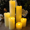 LED Lytes Timer LED Candles - Slim Set of 6, 2" Wide and 2"- 9" Tall, Ivory dripping Wax and Flickering Amber Yellow Flame Battery Operated Electric Candle