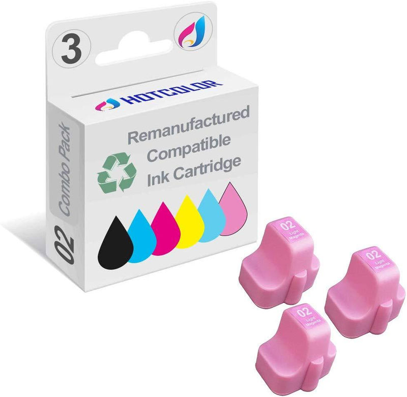 HOTCOLOR Remanufactured Ink Cartridge Replacement for HP 02 Work for HP PhotoSmart D7260 D7460 D7255 D7263 D7268 D7155 Printer (Black, Cyan, Magenta, Yellow, Light Cyan, Light Magenta, 12-Pack)