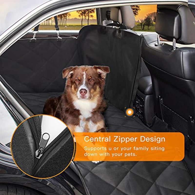 SHINE HAI Dog Car Seat Covers with Side Flaps, Nonslip Backing, Waterproof & Scratch Proof Hammock Convertible, Machine Washable Pet Backseat Cover for Cars Trucks and SUVs