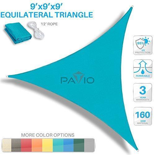 PATIO Paradise 8' x 8' x 8' Brown Sun Shade Sail Triangle Canopy, 180 GSM Permeable Canopy Pergolas Top Cover, Permeable UV Block Fabric Durable Outdoor, Customized Available