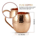 Mule Science Moscow Mule Copper Mugs - Set of 4 - 100% HANDCRAFTED - Pure Solid Copper Mugs 16 oz Gift Set with BONUS: Highest Quality Cocktail Copper Straws, Coasters and Shot Glass!