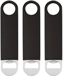 QLL 3 Pack 7" Speed Openers, Heavy Duty Stainless Steel Flat Beer Bottle Opener, Black Rubber Coated Bottle Opener Bartender