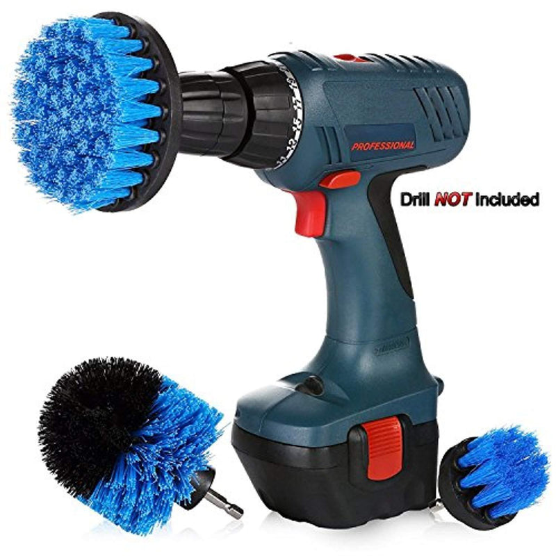 Multipurpose Drill Brush Attachment Kit - All Purpose Scrubber Cleaner for Bathroom, Kitchen, Grout, Floor Tiles, Carpet - Set of 3 Brushes, 2 Free Pairs of Non Latex Gloves Included!