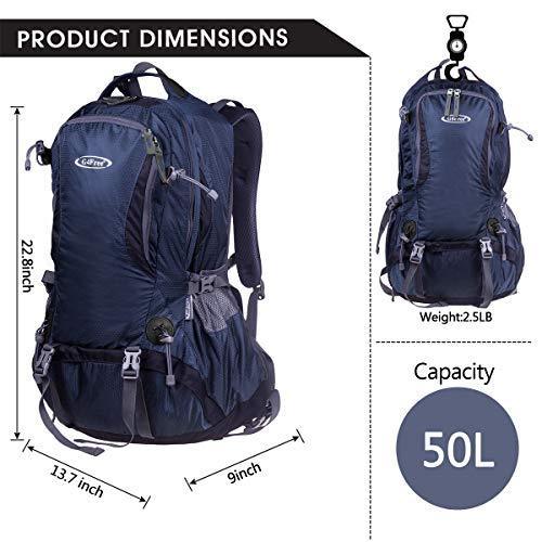 G4Free Hiking Backpack 50L Waterproof Daypack Outdoor Camping Climbing Backpack with Rain Cover for Women Men