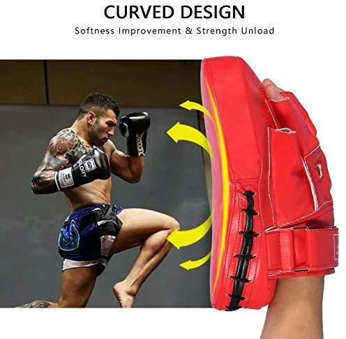 Valleycomfy Boxing Curved Focus Punching Mitts- Leather Training Hand Pads,Ideal for MMA Karate, Muay Thai Kick, Sparring, Dojo, Martial Arts