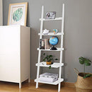 Tangkula Ladder Bookcase 5-Tier Wood Leaning Shelf Wall Plant Shelf Ladder for Home Office Modern Flower Book Display Shelf Storage Rack Stable A-Frame Wooden Ladder Shelf (Black)