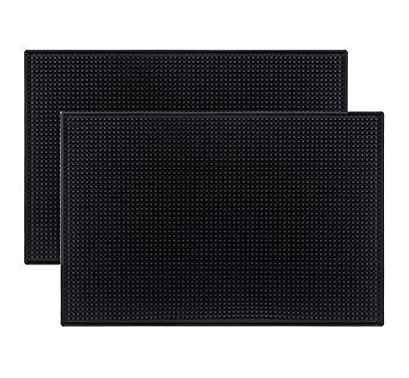 Tebery Black Mat 18" x 12" Rubber Bar Service Spill Mat ( 2 pack )