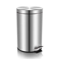 Mini Trash Can with Lid Soft Close, Magdisc Round Bathroom Trash Can with Removable Inner Wastebasket, Anti-Fingerprint Brushed Stainless Steel Trash Can, 0.8Gal/3L