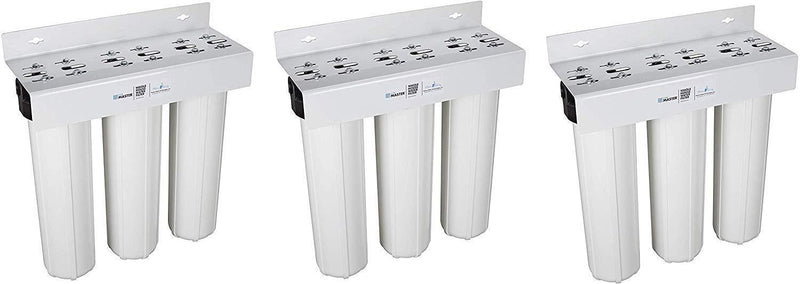 Home Master Whole House Three Stage Water Filtration System with Fine Sediment, Iron and Carbon, Blue