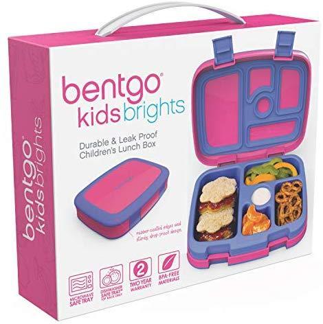 Bentgo Kids Brights – Leak-Proof, 5-Compartment Bento-Style Kids Lunch Box – Ideal Portion Sizes for Ages 3 to 7 – BPA-Free and Food-Safe Materials (Fuchsia)