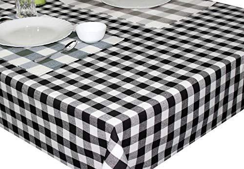 COTTON CRAFT Buffalo Check Cotton Table Cloth - 60" x 102" Size - Black and White Plaid for Wedding, Part, Home Dinning Wedding, Kitchen Picnic