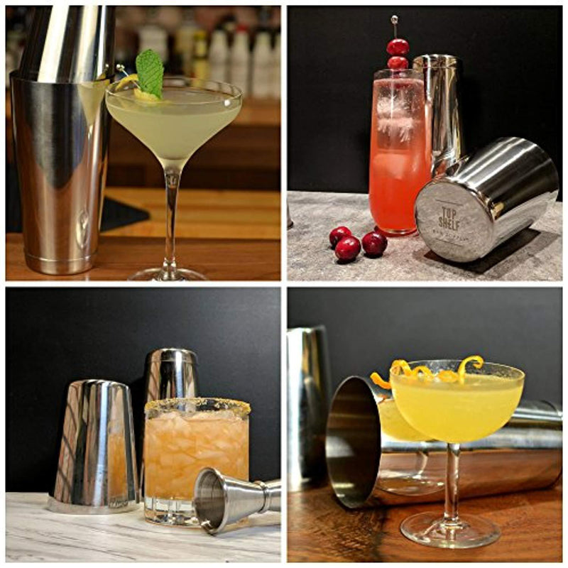 Premium Cocktail Shaker Set: Two-Piece Pro Boston Shaker Set. Unweighted 18oz & Weighted 28oz Martini Drink Shaker made from Stainless Steel 304