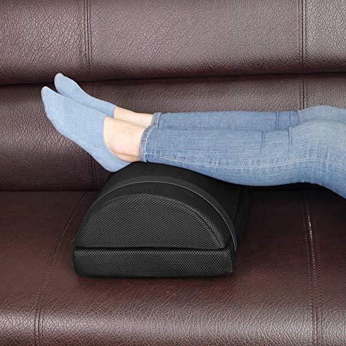 Ergonomic Foot Rest Cushion Under Desk with High Rebound Ergonomic Foam Non-Slip Half-Cylinder Footstool Footrest Ottoman for Home Office Desk Airplane Travel (Grey)