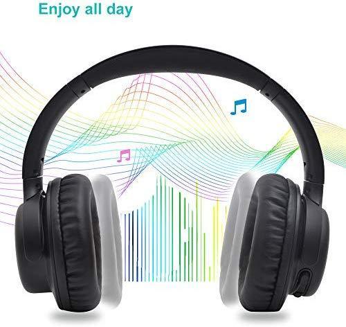 Bluetooth Headphones Over Ear, YAMAY Wireless Headphones with Microphone, Hi-Fi Sound, 3.5mm Audio Cable, Soft Earpads, Bluewooth Headset Compatible iPhone Android Cell Phones PC Tablet TV (Black)