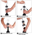 FOHO Wine Opener, Multifunctional Wing Corkscrew Wine Bottle Opener for all Cork Stoppered and Beer Cap Bottles, Luxury Waiter Corkscrew with Stopper Set for Wine Enthusiast, Waiters - Black