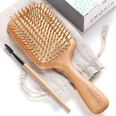 Hair Brush CHOSIN Boar Bristle Hair Brush Natural Wooden Boars Paddle Detangling Cushion Hairbrush for Women Men Kids Good for Thick Long Short Dry Damaged Curly Wavy Frizzy Fine Hair