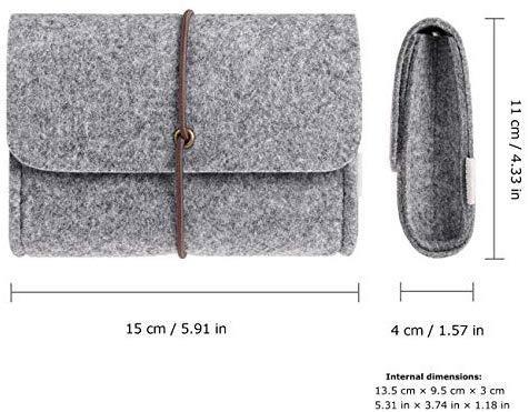 ProCase Felt Storage Case Bag Accessories Organizer for MacBook Laptop Mouse Power Adapter Cables Computer Electronics Cellphone Accessories Charger SSD HHD -Silver Grey