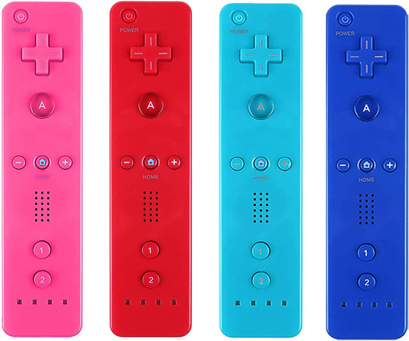 Yosikr Wireless Remote Controller for Wii Wii U - 4 Packs Pink+Red+Deep Blue+Blue