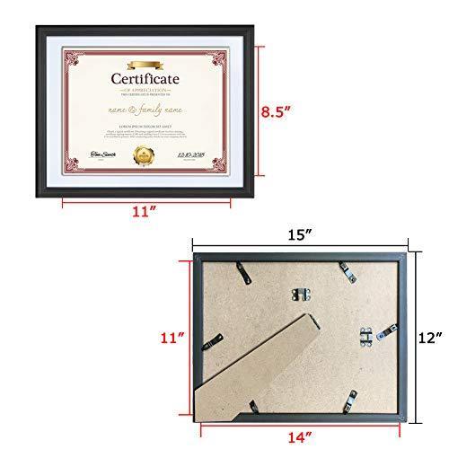 Amazing Roo 8.5 x 11 Document Frames with Mat Made for 11x14 Inch Picture Frame Without Mat Wall and Tabletop Display 2 Pack, Black