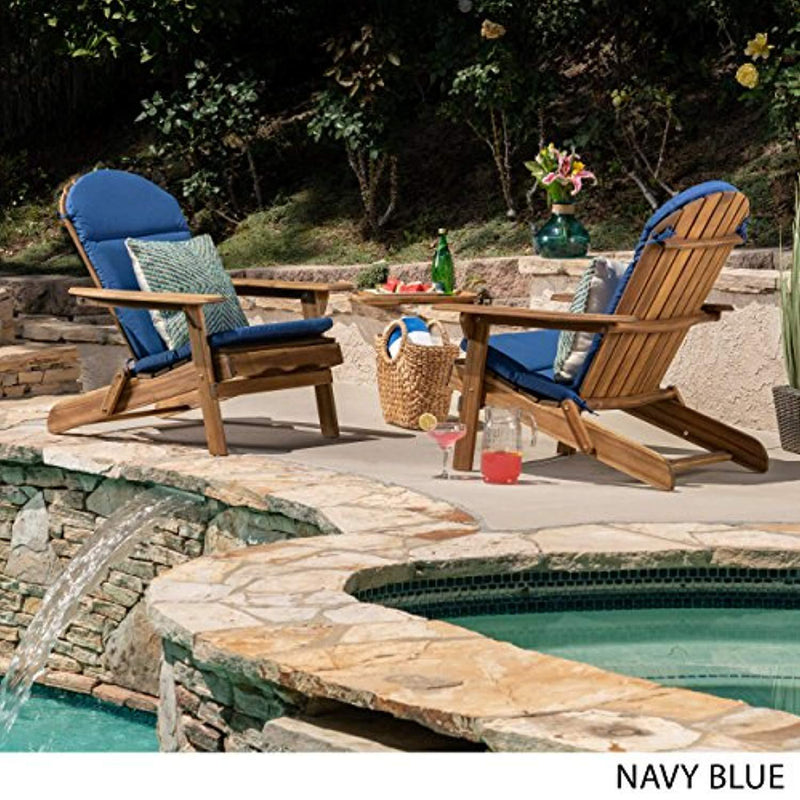 Great Deal Furniture Terry Outdoor Adirondack Chair Cushion (Set of 2), Navy Blue