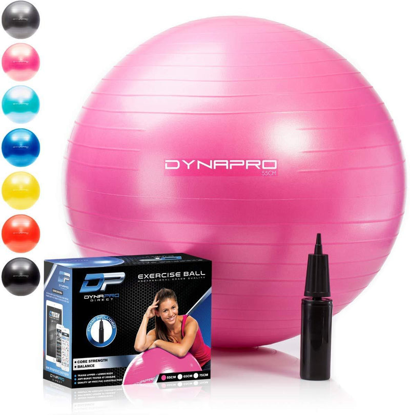 DYNAPRO Exercise Ball - 2,000 lbs Stability Ball - Professional Grade – Anti Burst Exercise Equipment for Home, Balance, Gym, Core Strength, Yoga, Fitness, Desk Chairs