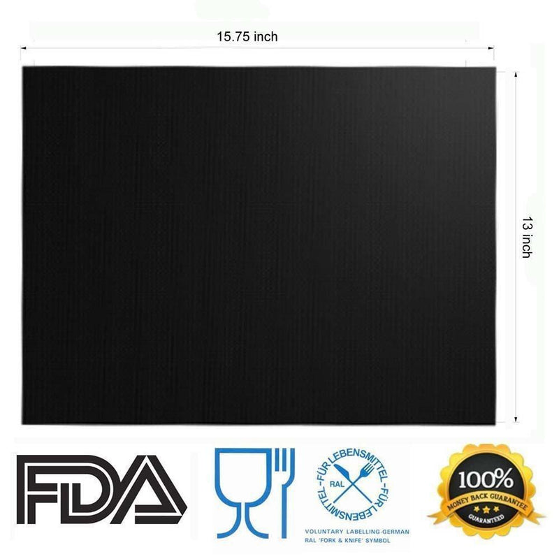Grill Mat Set of 6 - 100% Non-Stick BBQ Grill Mats, Heavy Duty, Reusable, and Easy to Clean - Works on Electric Grill Gas Charcoal BBQ - Extended Warranty - 15.75 x 13-Inch, Black