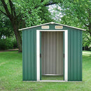 CrownLand outdoor storage shed 4x7 FT tool house garden backyard with roof green white