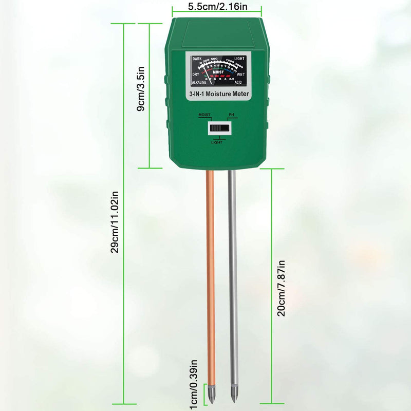 Womtri Soil Moisture Meter,3-in-1 Soil pH Meter,Test Kit for Moisture,Great for Home and Garden, Lawn, Farm, Indoor & Outdoor Use