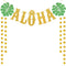 TMCCE Hawaiian Aloha Party Decorations Large Gold Glittery Aloha Banner for Luau Party Supplies Favors