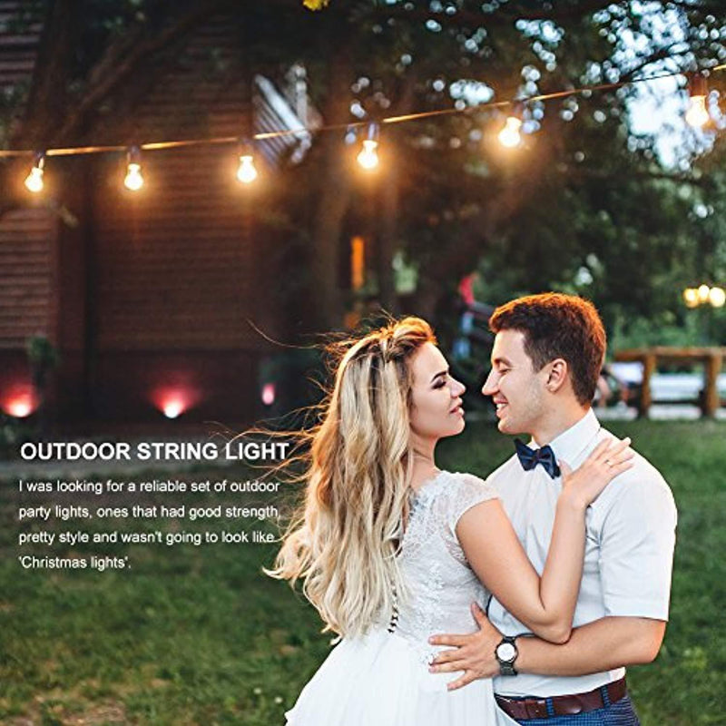 2 Pack 48FT Outdoor String Lights Commercial Great Weatherproof Strand - Dimmable Edison Vintage Bulbs 15 Hanging Sockets, UL Listed Heavy-Duty