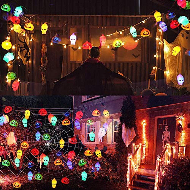 AYOGU Halloween Pumpkin LED Fairy String Lights,32 LED Lights Jack o Lantern (Set of 2 Packs),Perfect Outdoor/Indoor/Home/Party/Halloween Decoration