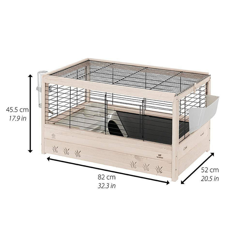 Ferplast Arena 80 Rabbit, Guinea Pigs and Small Animals Wooden Cage, Black, 82 x 52 x 45.5 cm