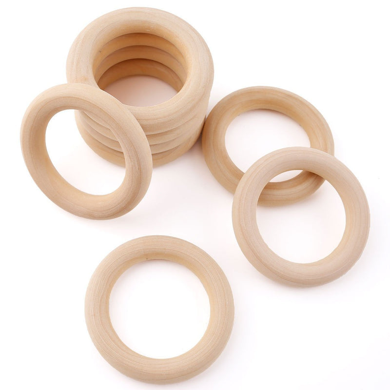 Teething Rings for Babies 5.5cm(2.1in) 20pcs Maple Original Wood Teether DIY jewelry Toys Infant Rattle (0.35in thick)