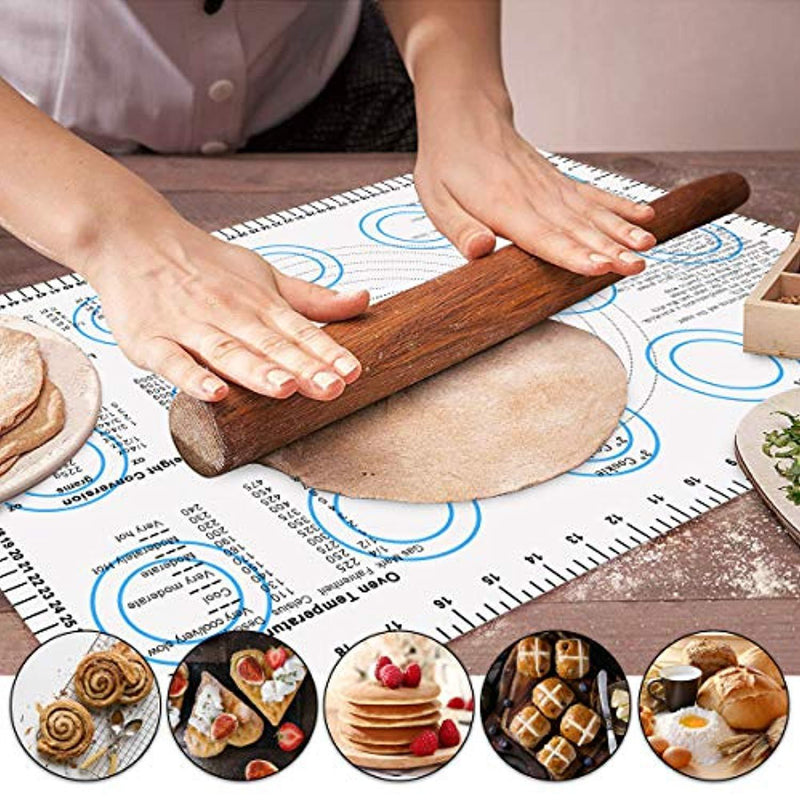 Silicone Baking Mat with Measurements, Non-Stick Pastry Mat for Rolling Dough Non Slip Heat Resistance Liner (23.1'' x 15.2'' - 2 Pack)