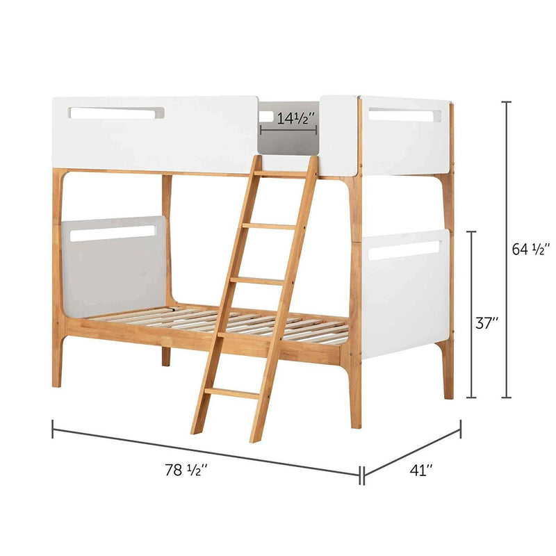 South Shore 12244 Bebble Twin Modern Bunk Beds (39"), Pure White and Exotic Light Wood