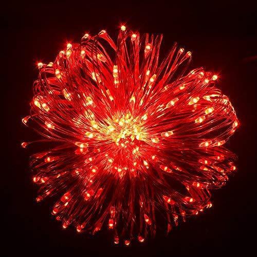 Lhomeled 2 Pack Led Fairy Lights Fairy String Lights Battery Operated Waterproof 8 Modes 50 LED 16.5ft String Lights Copper Wire Firefly Lights Remote Control Timer Halloween Christmas Lights Red