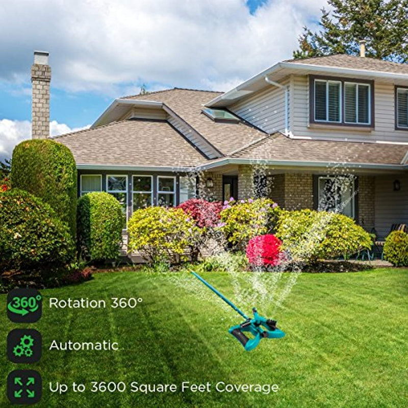 GrowGreen Garden Sprinkler, 360° Rotating Lawn Sprinkler with a Large Area of Coverage Adjustable, Weighted Gardening Watering System.