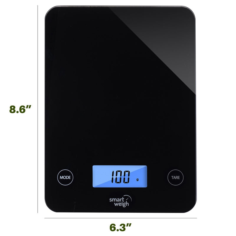 Smart Weigh Digital Glass Top Kitchen and Food Scale, 5- Unit Modes, Liquid Measurement Technology, Professional Design, Black