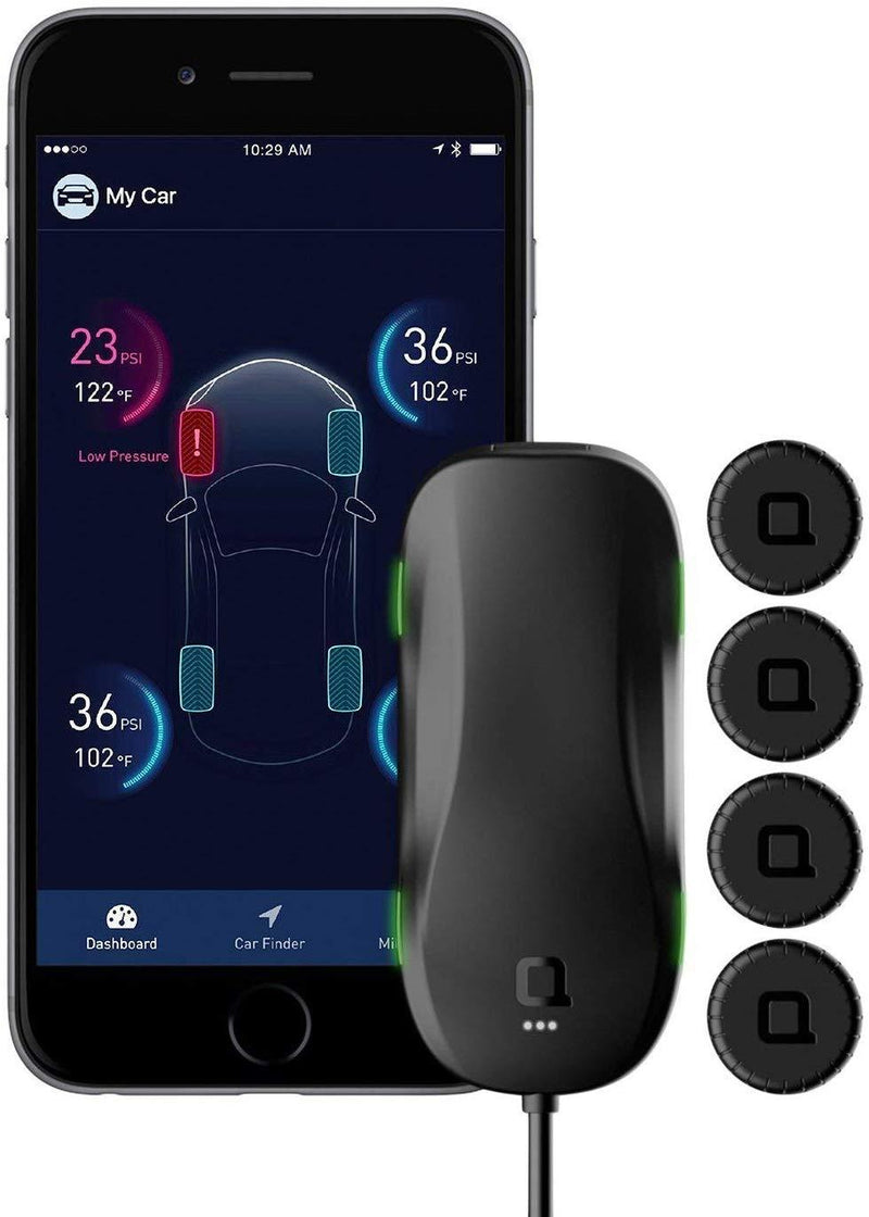 nonda ZUS AccurateTemp Smart Tire Safety Monitor, TPMS with APP, Slow Leak Detection, Real Time Pressure & Temperature Alerts, Tire Pressure Monitoring System with 4 Upgraded External Cap Sensors