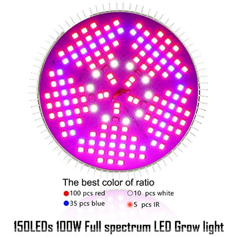 100W Led Grow Light Bulbs Full Spectrum,150 LEDs indoor plant growing lights Lamp for Vegetable Greenhouse Hydroponic, E26 Indoor Grow Light AC 85~265V