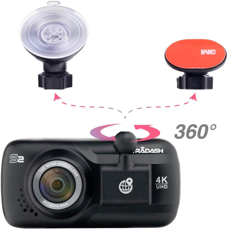 Dash Cam, UltraDash Real 4K UHD@30fps, GPS Magnetic Charging Mount, 16M HDR High-end Night Image Sensor, 8 Layers Glass F1.8 140 Degree Wide Angle Lens, G-Sensor, 2.7 Inch LCD, Super Capacitor