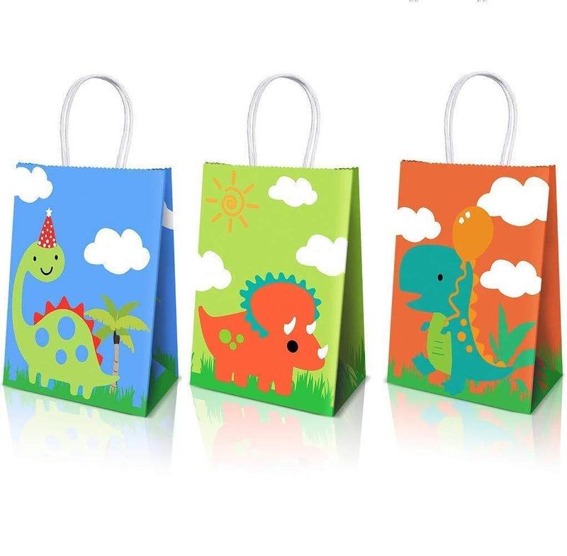 Dinosaur Party Favor Bags, Cute Dinosaur Party Supplies, Paper Gift Bag with Handle for Kids Birthday Treat by Holorath (Set of 15 Pieces) by Holorath Party Supplies