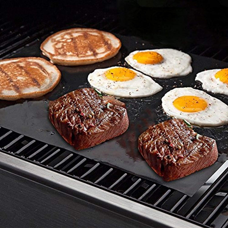 BBQ Mat for Grill Set of 3 - Tengyu 100% Non-stick Barbeque Grill Mats - Heavy Duty Reusable and Easy to Clean Works on Gas Charcoal Electric Grill and More - 16 x 13 Inch