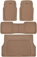 Motor Trend 4pc Gray Car Floor Mats Set Rubber Tortoise Liners w/ Cargo for Auto SUV Trucks